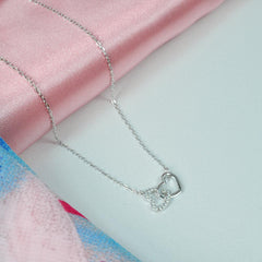 Gargantilla De Plata Con Dije De Dos Corazones Entrelazados