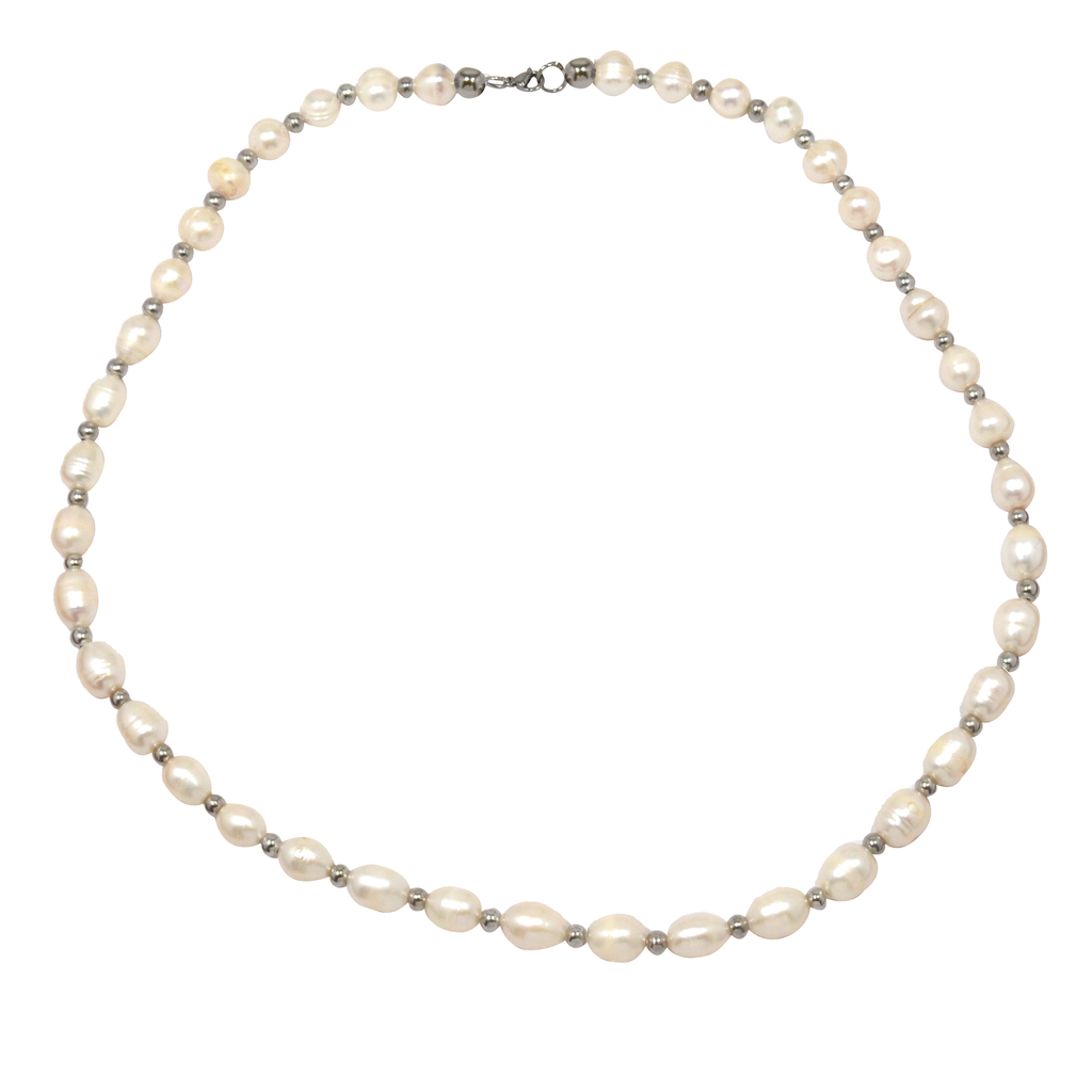 Collar de Perlas Para Hombre Con Esferas De Acero