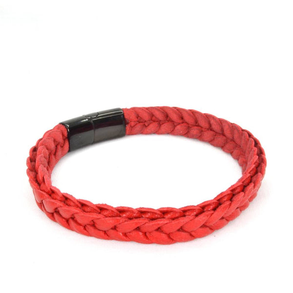 Pulsera de Piel Trenzada Roja