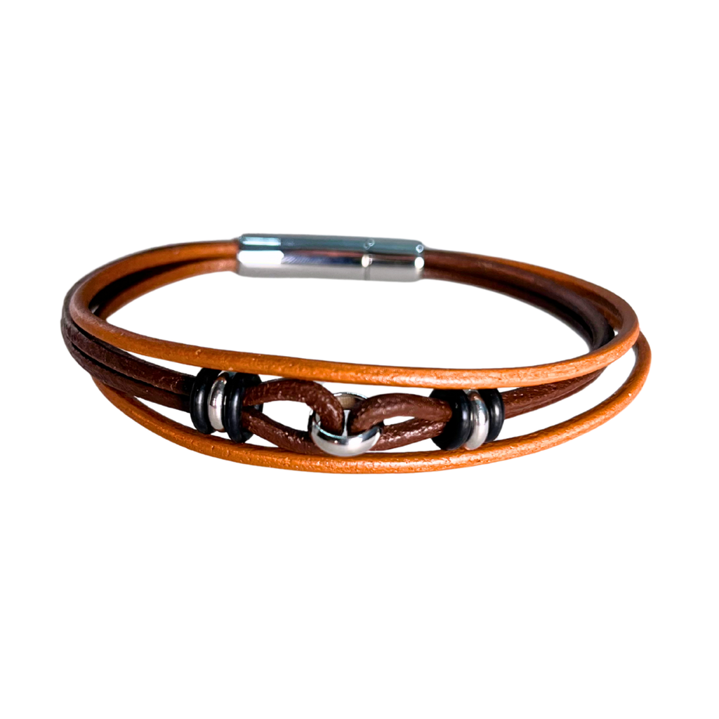 Pulsera de Piel Combinada para Hombre