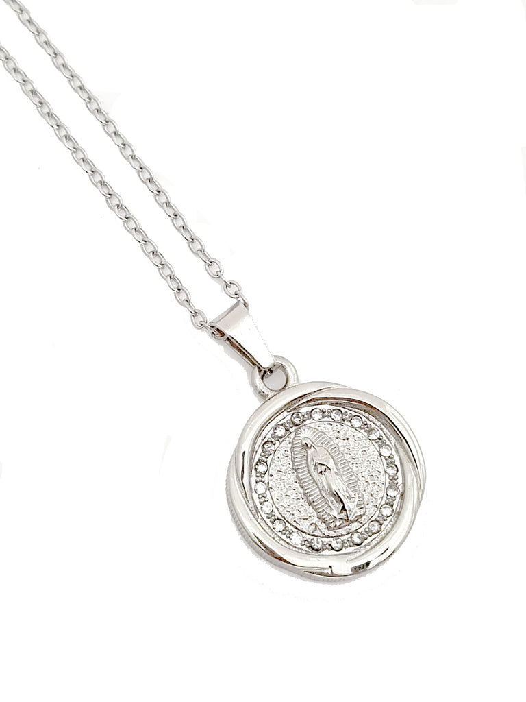 Gargantilla Virgen de Guadalupe con zirconias en Acero Inoxidable