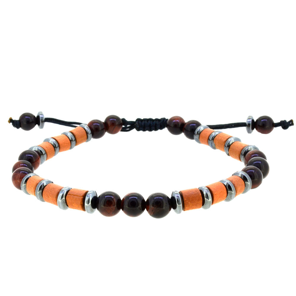 Pulsera para Hombre de Madera con Hematita y Ojo de Tigre