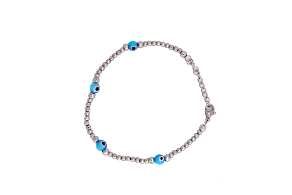 Pulsera de Ojos y Esferas en Acero Inoxidable