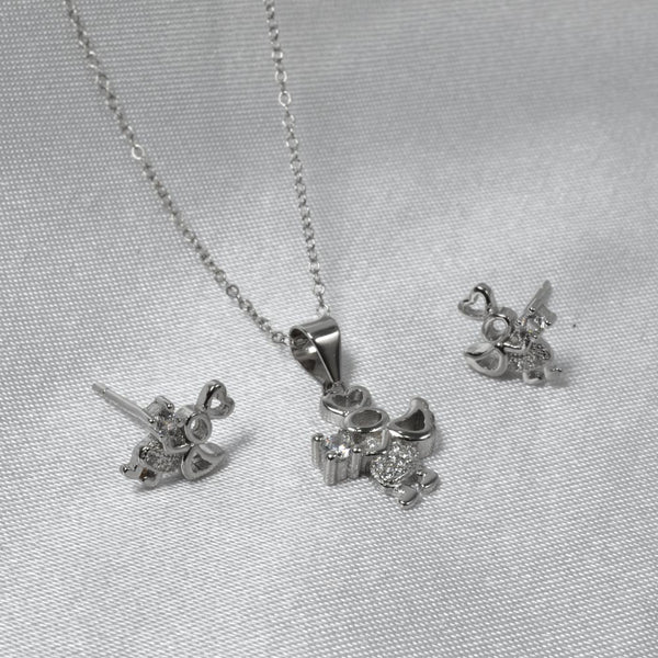 Juego Ángel pavé con Zirconia en uñas en Plata .925