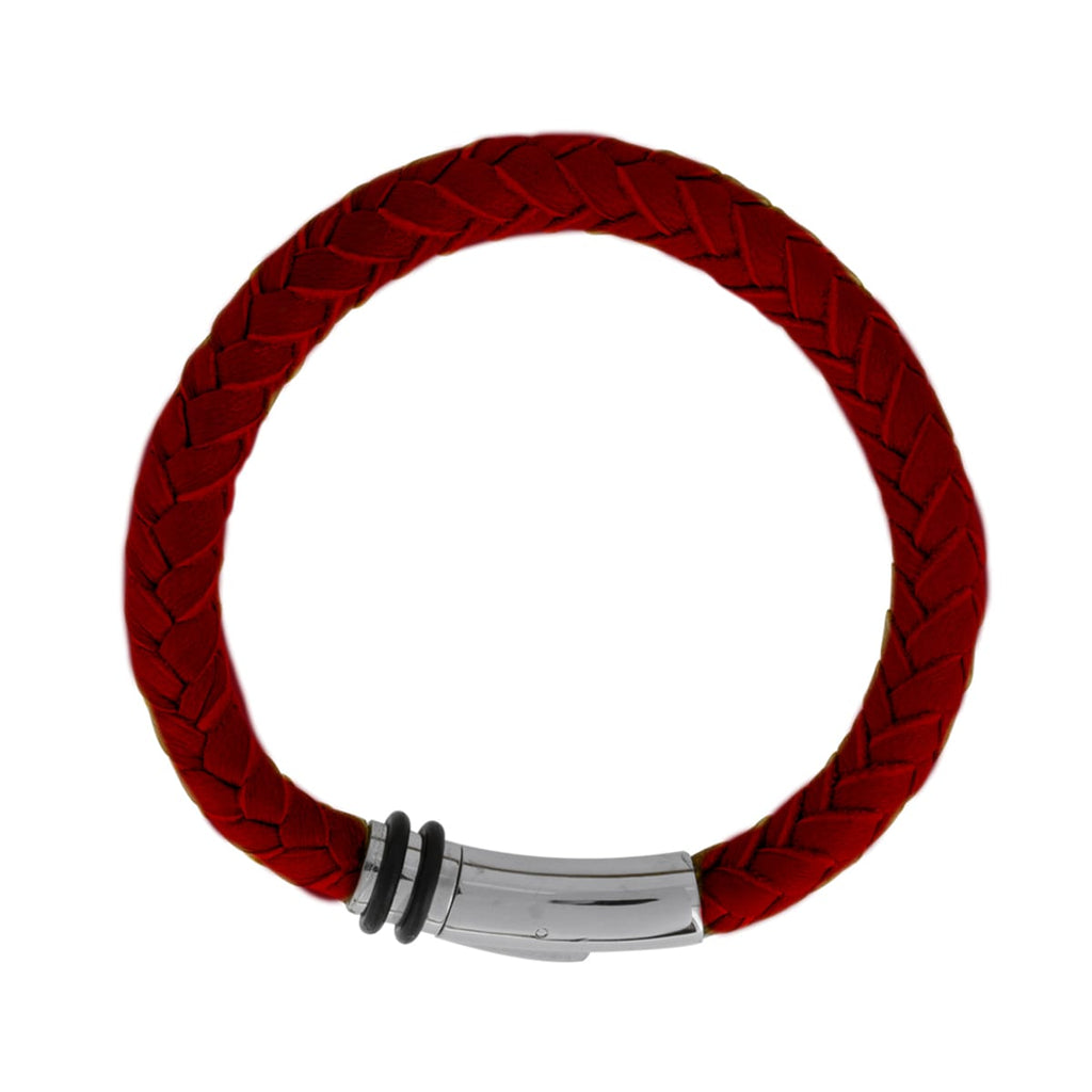 Pulsera de Piel Trenzada Roja