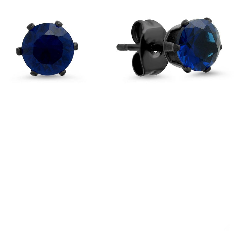 Broqueles en Acero Inoxidable Black con Zirconia Azul