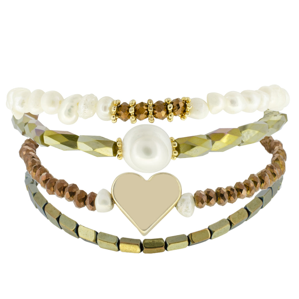Pulsera de Corazón con Perlas