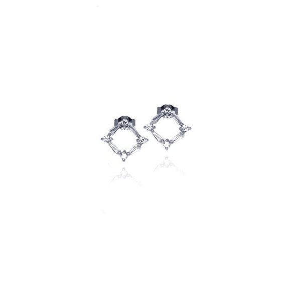 Aretes de Rombos con Zirconias en Plata .925