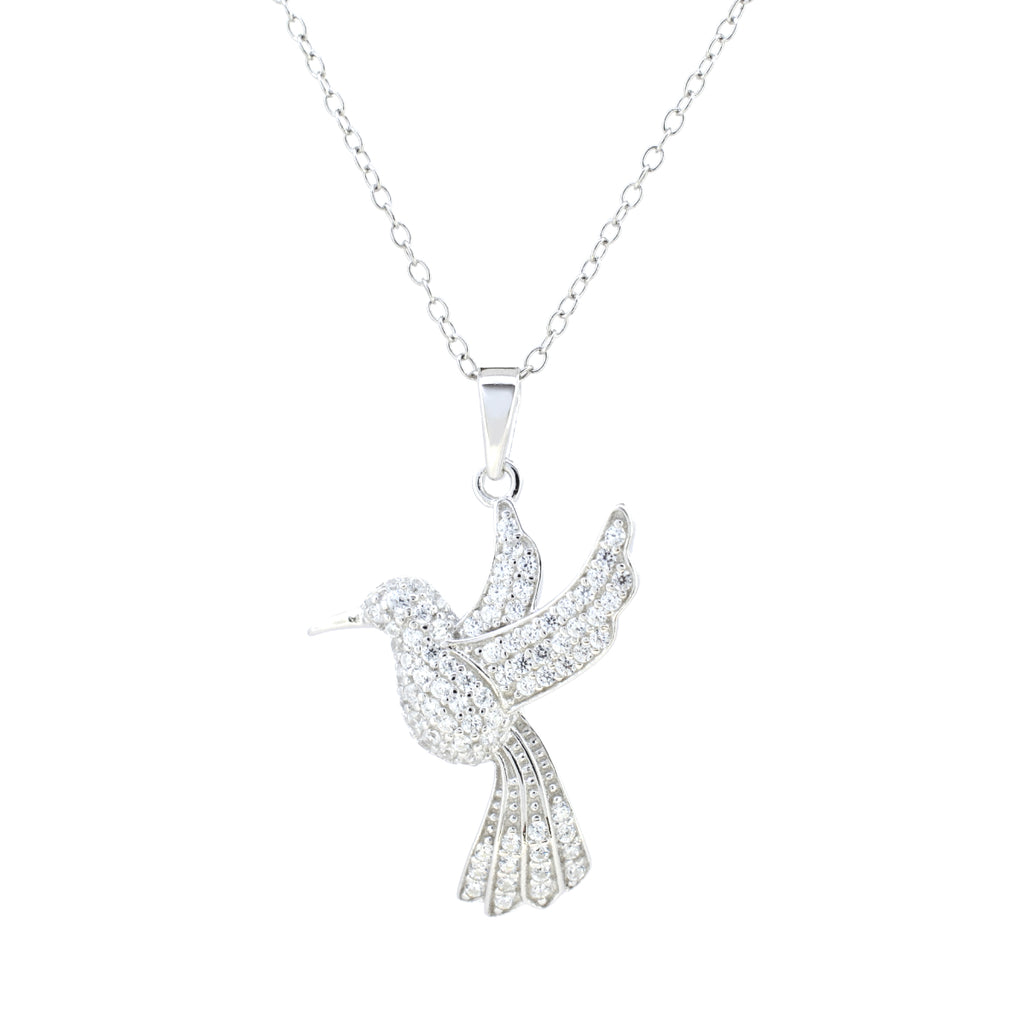 Gargantilla Colibrí Grande con Zirconias Pavé en Plata .925