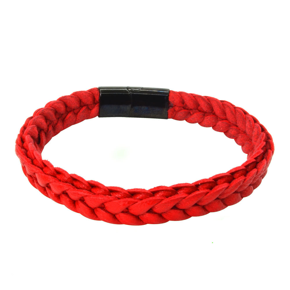 Pulsera de Piel Trenzada Roja