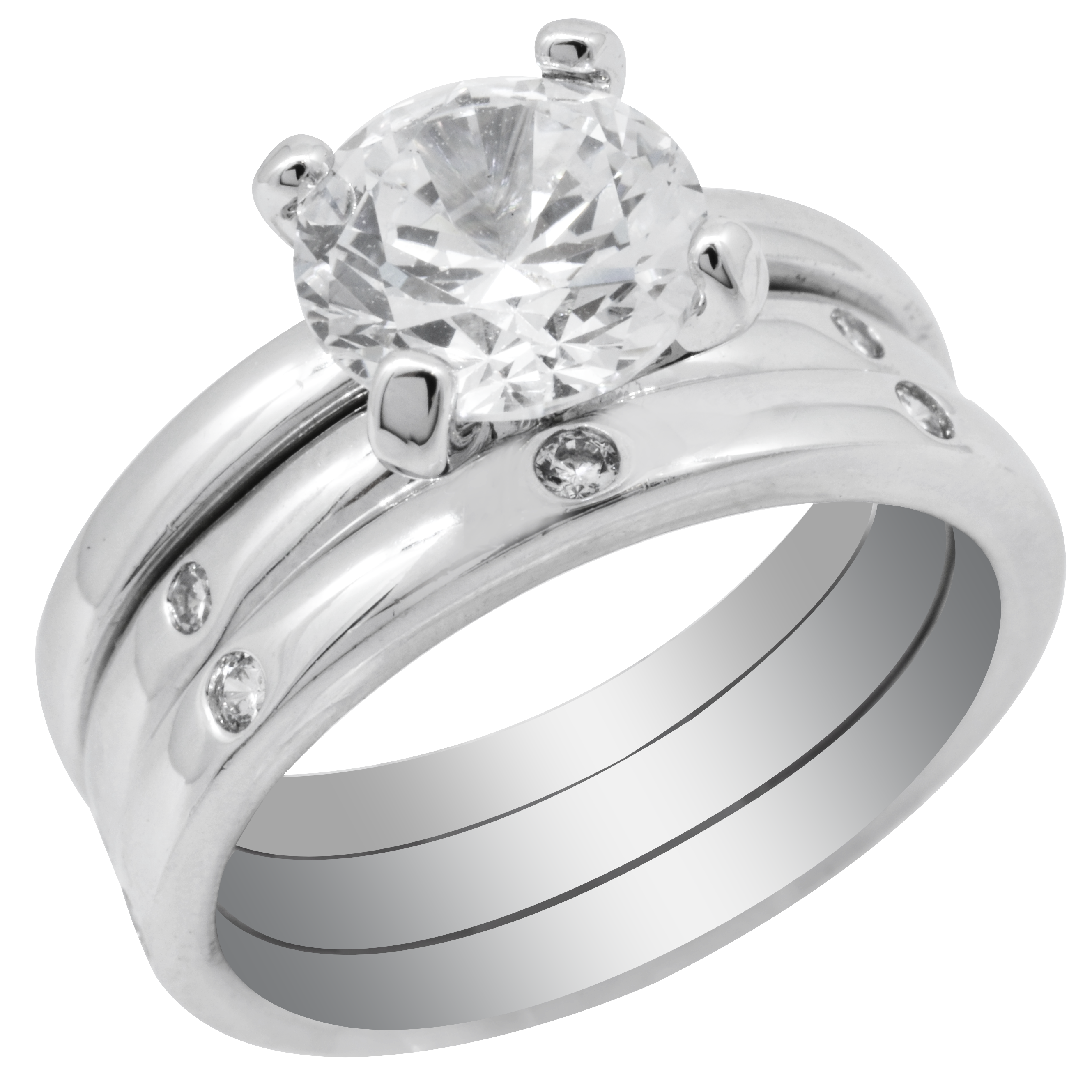 Diseños Alianza Plata Mujer Anillo De Tres Piezas De Plata Para