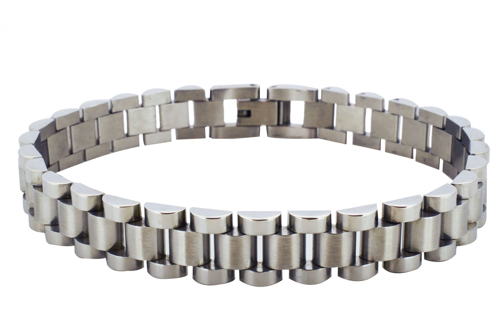 Pulsera de Eslabones tipo reloj de Acero Inoxidable – Acero y Plata